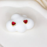 Ruby Heart Studs