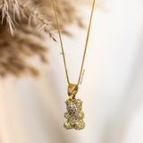 Crystal Teddy Necklace (Gold)